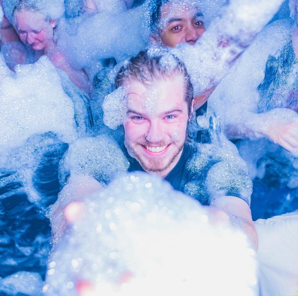 people enjoying a foam party from Great Lakes Foam outdoor entertainment
