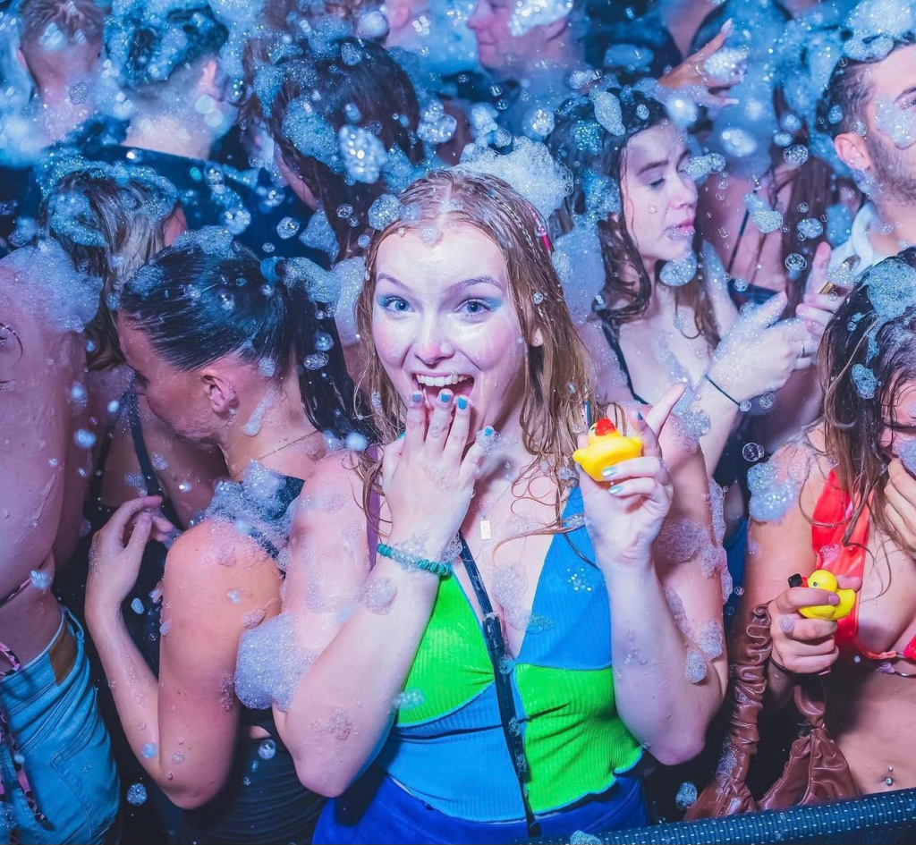 people enjoying a foam party from Great Lakes Foam outdoor entertainment