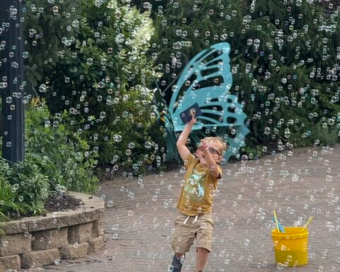 people enjoying outside entertainment bubble party from Great Lakes Foam